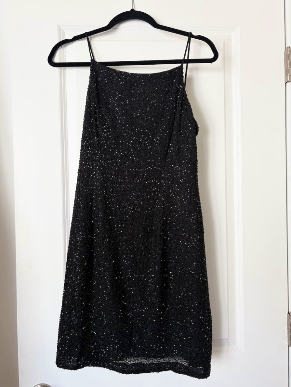 Vintage Y2K Caché Black Beaded Mini Dress - Size 8